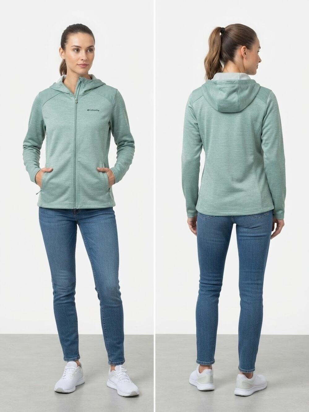 Columbia Sportswear Women’s Plus Size 1X  Green Full Zip Fleece Hoodie Jacket